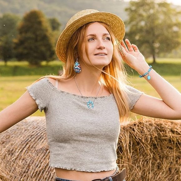 NEW 16Pcs Turquoise Jewelry for Women Boho Bohemian Turquoise Jewelry Se… - Picture 2 of 6